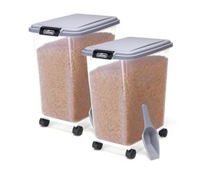 Nobleza - 2 Pièces Conteneur de Nourriture pour Animaux de Compagnie 40 L - Boîte Alimentaire avec Roulettes，Couvercle Rabattable， Hermétique，Roues et Pelle，pour Nourriture pour Chiens et Chats