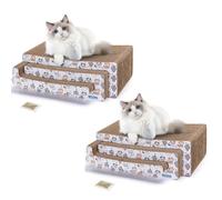 Nobleza 2 x Griffoir Chats 3 en 1 Grattoir Chat, Griffoir Chats Carton Ondulé Con Herbe à Chat pour Jouer et Dormir 43 * 24 * 15cm