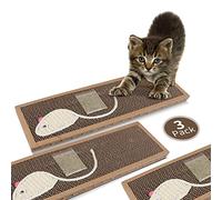 Nobleza - 3 Pièces Grattoir pour Chat en Carton Durable, Réversible et Résistant, Tapis à Gratter avec Herbe à Chat, 38x12.5x1.8 cm