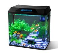 Nobleza - 30L Verre Petit Aquarium Complet avec Système de Filtration Intégré et Éclairage LED, Noir, Aquariums d'Entrée de Gamme, Poisson