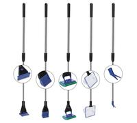 Nobleza 5 en 1 Kit de Nettoyage Aquarium, Outil de Nettoyage Rétractable de Réservoir Poissons Verre - Épuisettes, Râteau à Gravier, Grattoir d'algues, Fourche à Plantes, Éponge Propre