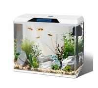 Nobleza - Aquarium Complet 54L avec Système de Filtration Intégré et Éclairage LED - Kit Aquariophilie Design pour Débutants et Amateurs - Verre Panoramique, Blanc