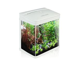 Nobleza - Aquarium en Verre avec Couvercle et lumières LED, Complet Bocal Poisson, Système de Filtration de 7 litres. Couleur Blanc.