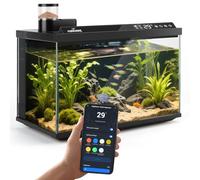 Nobleza Aquarium Smart 30L, Kit Complet WiFi avec App et Changement d'eau | Aquarium 30L en verre ultra-blanc avec pompe à 3 étapes, mangeoire automatique et 6 modes d'éclairage pour bureau et débutant