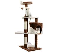 Nobleza - Arbre à Chat, Hauteur 118,5 cm, Tour de Jeux pour Chats, 3 Plateformes, 1 Niches, 1 Pompon, 1 peluche, Marron