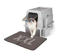 Nobleza Bac à Litière Fermée en Acier Inoxydable avec Couvercle XXL, Résistant aux Odeurs, Nettoyage Rapide, Inclus Pelle + Tapis pour Chats