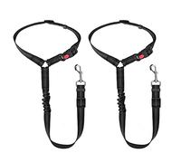 Nobleza Ceinture Chien Voiture, 2 Pièces Ceinture de Securite pour Chien avec Absorption des Chocs Élastique et Bandes Réfléchissantes, Ceinture Ajustables Appuie Tete pour Voiture pour Chiens, Noir
