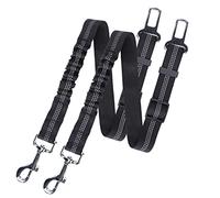 Nobleza Ceinture Voiture pour Chien, 2 Pcs Harnais avec Absorption des Chocs et Elastique Réglable, Ceinture de Sécurité en Nylon avec Bandes Réfléchissantes, 50-70cm