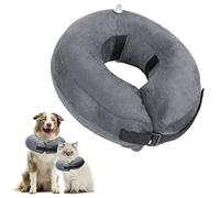 Nobleza - Collerette Gonflable Ajustable pour Chien et Chat, Collier de Récupération Anti-Léchage et Anti-Grattage avec Velcro (Gris, S)
