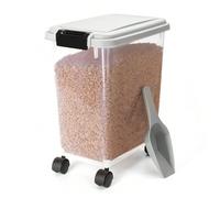 Nobleza - Conteneur de Nourriture pour Animaux de Compagnie 20 L - Boîte Alimentaire avec Roulettes, Couvercle Rabattable, Hermétique, Roues et Pelle, pour Nourriture pour Chiens et Chats, Gris [Nourr