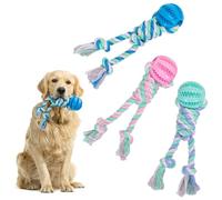 Nobleza - Corde de Jouet pour Chien Coton, bénéfique pour la santé mentale du Chien, Santé Dentaire et Nettoyage des Dents, Meilleur Cadeau pour Tous Les Types de Chiens （Rose, Bleu et Violet）- 25cm