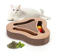 Nobleza Griffoir pour chat avec menthe - Jouet interactif avec 2 balles de sonnette - Carton ondulé 3 en 1