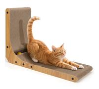 Nobleza Griffoir pour Chat en Forme de L, 60 cm Grattoir Durable en Carton Ondulé avec Jouet Balle et Herbe à Chat, Protège Meubles/Canapé