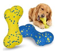 Nobleza Jouet Chien - Pack de 2 Os pour Chien Résistant sans Éclat pour Chiot et Grand Chien, Jouet Flottant et Aquatique pour Nettoyage Dentaire, Jaune et Bleu, 16x7cm