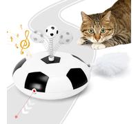 Nobleza - Jouet pour Chat 5 en 1, Véritable Trajectoire Aléatoire,Jouet Interactif pour Chat avec Lumière LED et Plume, Chants d'oiseaux Simulés, Blanc&Noir