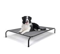 Nobleza Lit Chien Surélevé, Lit Surelever de Camp pour Animaux de Compagnie Intérieur Extérieur, Panier Sureveler Chien Lavable Respirant, Gris, L, 124x90x20CM