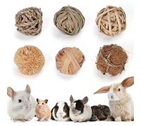 Nobleza Lot de 6 balles de Jeu pour Petits Animaux, Boules d'herbe à mâcher et Jouets à mâcher roulants pour améliorer la santé Dentaire des Animaux de Compagnie pour Lapins, Chinchillas,Hamsters