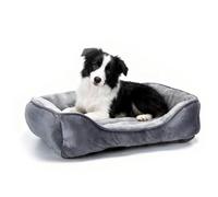 Nobleza Panier pour Chien 77x67 cm, Lit pour Chien Lavable en Machine, Canapé Chien Doux, Bords Rehaussés, Antiglisse, Gris