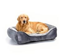Nobleza Panier pour Chien 87x77 cm, Lit pour Chien Lavable en Machine, Canapé Chien Doux, Bords Rehaussés, Antiglisse, Gris