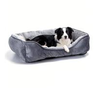 Nobleza - Panier pour Chien Lavable en Machine, Couchage Nid Ultra Doux avec Bord Surélevé & Anti-Dérapant pour Chiens Moyens/Grands, 87x77 cm (Gris) - XL