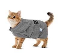 Nobleza Peignoir pour Chien en Microfibre avec Velcro, Super Absorbant et à séchage Rapide, Peignoir pour Tous Les Chats et Chiens, Cinq Tailles, Serviette Douce pour Chien (XS Gris)