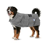 Nobleza Peignoir pour Chien en Microfibre avec Velcro, Super Absorbant et à séchage Rapide, Peignoir pour Tous Les Chats et Chiens, Cinq Tailles, Serviette Douce pour Chien (XL Gris)