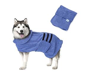 Nobleza Peignoir pour Chien en Microfibre avec Velcro, Super Absorbant et à séchage Rapide, Peignoir pour Tous Les Chats et Chiens, Cinq Tailles, Serviette Douce pour Chien (L)