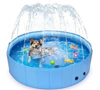 Nobleza Piscine pour Chiens Baignoire de avec Arroseur, 2 en 1 Pliable et Portable en PVC, Baignoire pour Petit et Grande Chiens Antidérapante pour L'été, 120 * 30cm
