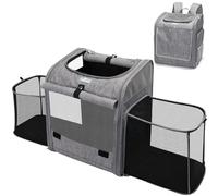 Nobleza - Sac Transport Chat Chiots Extensible Sac Dos pour Chien Petit Animal,Respirant-Souple - Pliable,pour Voyage en Train/Voiture/Restaurant/Avion,Gris
