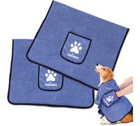 Nobleza Serviette pour Chien, Lot de 2 Serviettes de Bain en Microfibre à Séchage Rapide pour Chien, Ultra Absorbantes Serviette pour Tous Les Chiens et Chats, Peignoir pour Chien 106 * 66 cm