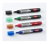 Nobo Marqueurs effaçables à sec Liquid Ink 1902408 - Pointe ogive 3 mm, Lot 4 assortis