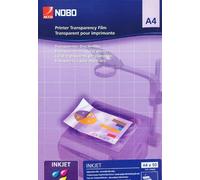 Nobo 33634668 Lucidi per Lavagana Luminosa, Formato A4 per Stampante a Getto d'Inchiostro, 50 Pezzi