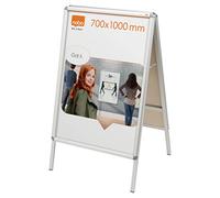 Nobo Chevalet Porte-Affiche Clipsable 700x1000mm - Double Face | Cadre Alu 30mm | Pliable | Anti-Reflet pour Trottoir | Mairie, Salon - Argent - 1902205