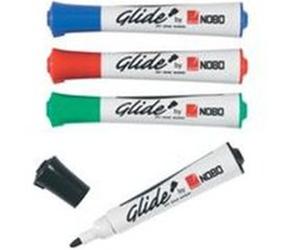 nobo - Glide merqueur pour tableau blanc, bout rond, etui de 4 Blanc G