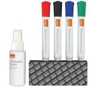 Nobo - Kit d'Accessoires pour Tableau Blanc Effaçable à Sec, 4 Feutres Marqueurs / Effaceur / Spray Nettoyant, 1903798