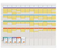 Nobo - Kit Planning Annuel à Fiches T, Mural, 12 Colonnes & 32 Fentes pour Fiches T Indice 2, Fiches T / Colonne Index Incluses, Blanc, 1915628