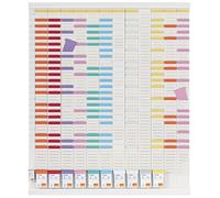 Nobo - Kit Planning Annuel à Fiches T, Mural, 12 Colonnes & 54 Fentes pour Fiches T Indice 2, Fiches T Colorées/Colonne Index/Étiquettes Imprimées/Porte-étiquettes Inclus, Blanc, 1915626