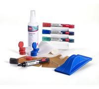 NOBO Kit pour tableaux blancs 1901430 – 4 marqueurs, effaceurs, spray nettoyant, couleurs assortis