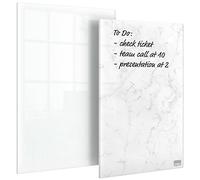 Nobo - Lot de 2 Mini Tableaux Effaçables en Verre Sans Cadre, Faciles à Effacer, 230 x 152 mm, 2 Feutres Effaçables Inclus, Blanc / Effet Marbre, 1915601