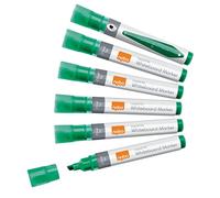 Nobo Marqueurs Effaçables à Sec Liquid Ink pour Tableau Blanc, Pointe Biseautée de 4mm, Lot de 10, 1915385, Vert