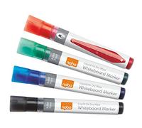 Nobo Marqueurs effaçables à sec Liquid Ink 1902408 - Pointe ogive 3 mm, Lot 4 assortis