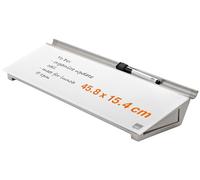 Nobo - Mini Tableau Blanc Mémo Portable pour Bureau, Surface en Verre Effaçable à Sec, Sans Cadre, 458 x 154 mm, Feutre Marqueur et Tiroir de Rangement Inclus, Blanc, 1905174