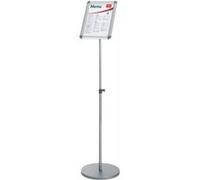 ACCO NOBO Présentoir A4 sur pied 1902208 - Clipsable, Réglable 75-129 cm, Rotatif, Argent