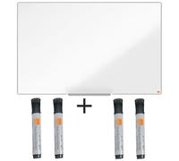 Nobo Pack Tableau blanc laqué Nano clean - L.120 x H.90 cm - 4 marqueurs noir - Magnétique