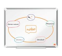 Nobo Tableau Blanc Mélaminé, Non-Magnétique, 600 x 450mm, Cadre Aluminium, Montage Mural par les Coins, Marqueur Inclus, Premium Plus, Blanc, 1915166