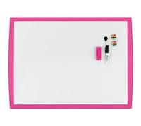 Nobo - Petit Tableau Blanc Magnétique Mural avec Cadre Rose, Accessoires Assortis Inclus, Maison / Bureau, 585 x 430 mm, 2104177
