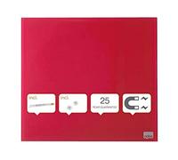 Nobo - Petit Tableau Blanc Mural Carré, Surface Magnétique en Verre Effaçable à Sec, Sans Cadre, Fixations Invisibles, 300 x 300 mm, Feutre Marqueur et Aimants Inclus, Rouge, 1903954