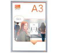 ACCO NOBO Porte-affiche A3 mural Impression Pro – Cadre aluminium clipsable, coins biseautés, clair