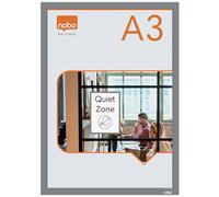 Nobo - Porte-Affiche A3 Mural, avec Cadre d’affichage Clipsable Anodisé, Remplacement des affiches facile et rapide, Autocollant, Cadre Argent, Lot de 2, 1915699