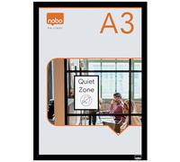 Nobo - Porte-Affiche A3 Mural, avec Cadre d’affichage Clipsable Anodisé, Remplacement des affiches facile et rapide, Autocollant, Cadre Noir, Lot de 2, 1915700